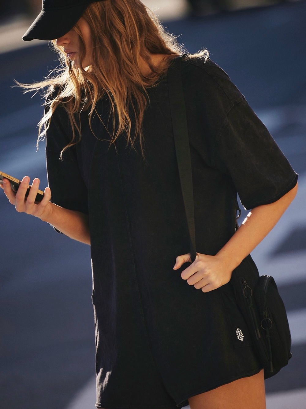 FP Movement by Free People Black Short Sleeve Tunic Tee